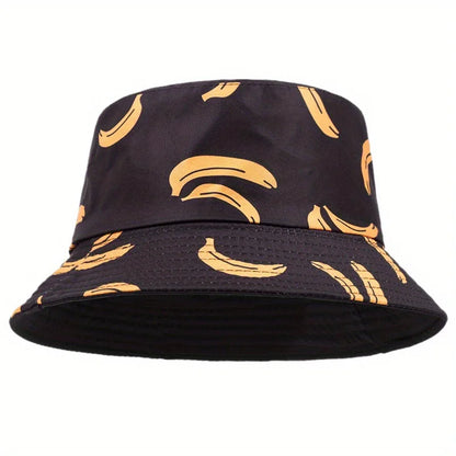 Classic Panama Hat Women Banana Printed Summer Hat Bucket Hat
