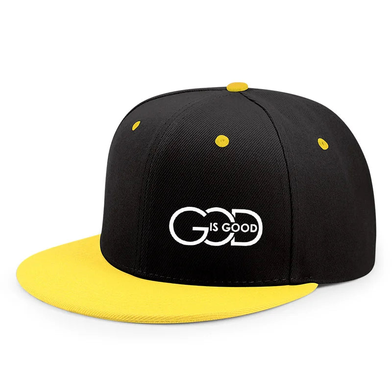 Unisex Adjustable Snapback Cap Street Flat Brim Hat Printed GOD IS GOOD