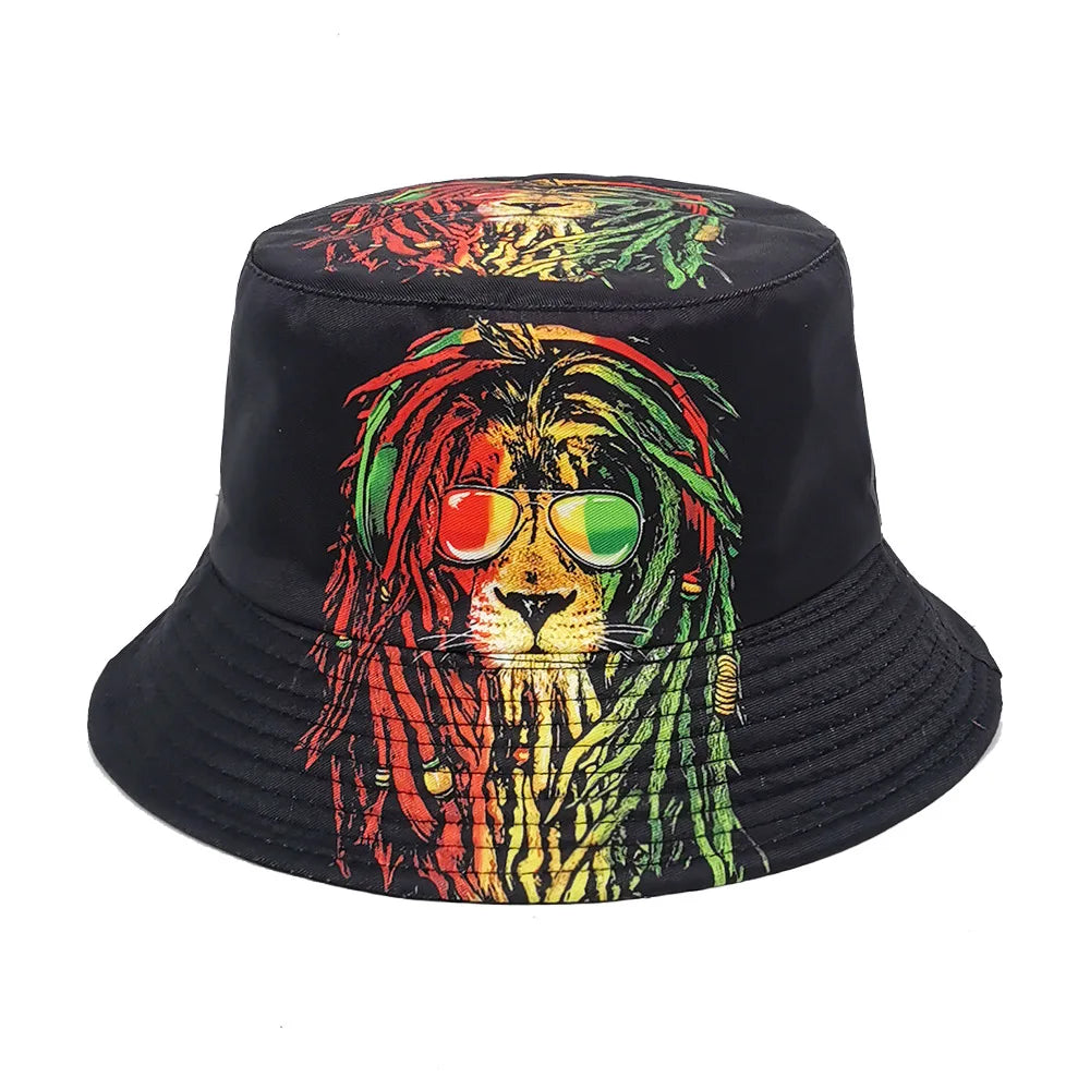 Double-sided Yellow Duck Print Pattern Panama Summer Sunscreen Fisherman Cap Bucket Hat
