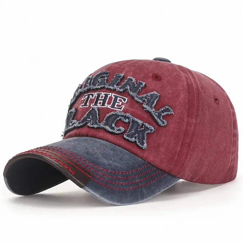 New Cotton Coated Outdoor Sports Wash Baseball Cap Embroidery Patch Black Letter