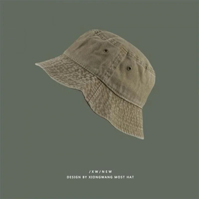 Fashion Women Men Washed Denim Solid Vintage Bucket Hats For Men Women