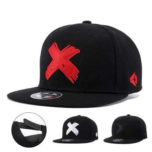 Letter X 3D Embroidered Flat-Brimmed Hat, Hip-Hop Street Dance Hat