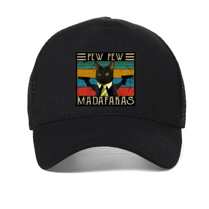 Funny Cat Pew Pew Madafakas Print Baseball Cap