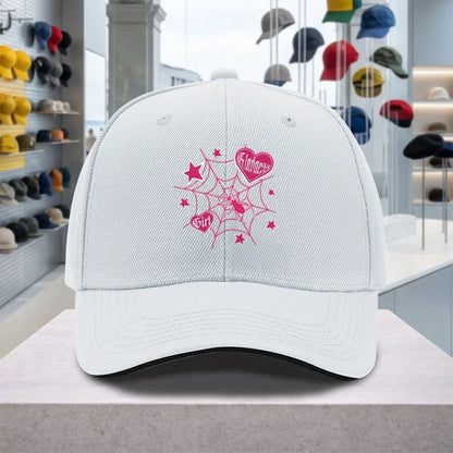Spider Web Heart Pink Adjustable Sandwich Baseball Cap