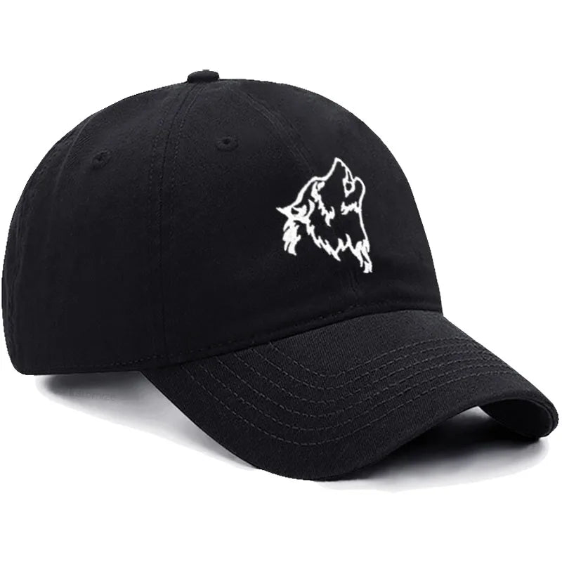 Wolf Embroidered Baseball Cap For Women Men