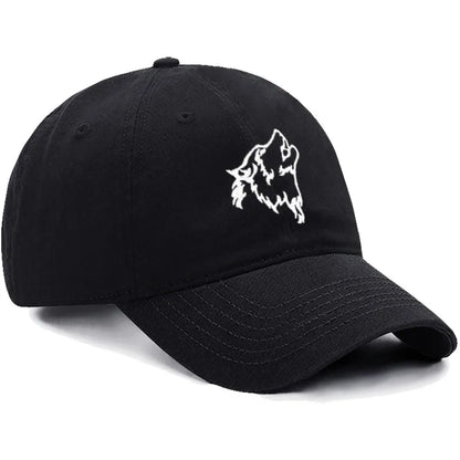 Wolf Embroidered Baseball Cap For Women Men
