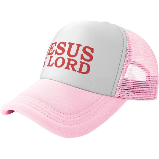 Jesus Is Lord Baseball Hat Pink Mesh Baseball Cap