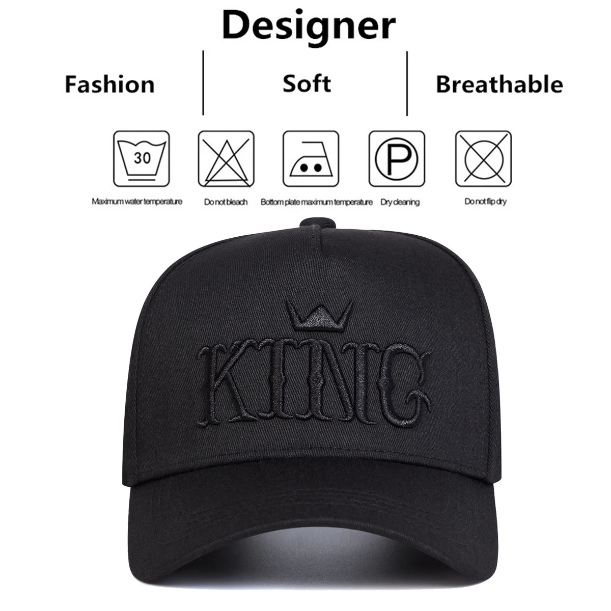 Unisex QUEEN KING Letter Embroidery Baseball Caps Spring And Autumn Outdoor
