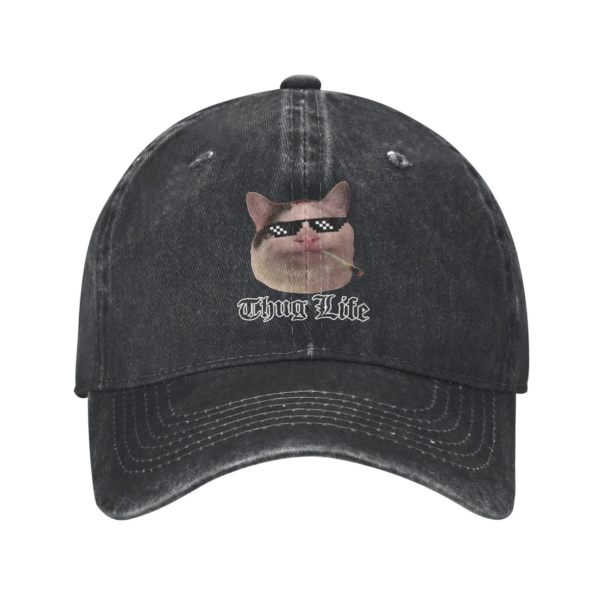 Thug Life Smiling Beluga Cat Unstructured Baseball Cap