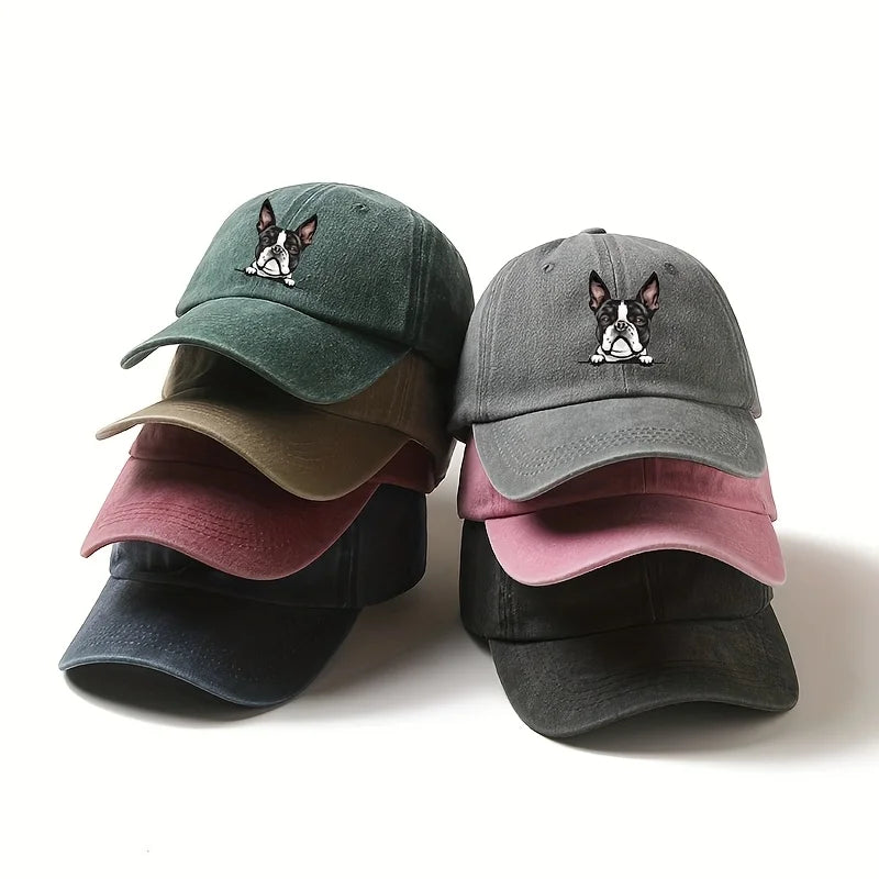 Cute Boston Dog Printed Baseball Hat