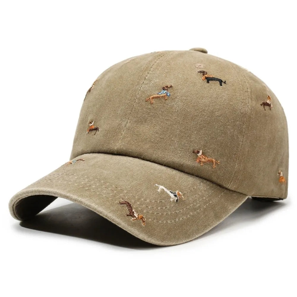 Fashion Embroidery Puppy Baseball Cap
