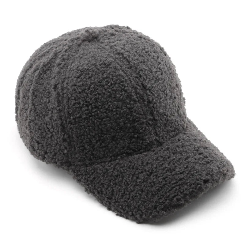 Autumn Winter Baseball Cap Women Artificial Lamb Wool