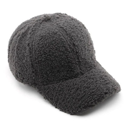 Autumn Winter Baseball Cap Women Artificial Lamb Wool