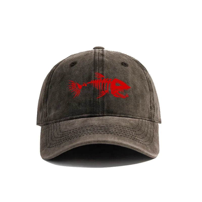 Fishbone Baseball Cap Fishing Skeleton Fish Bone Caps