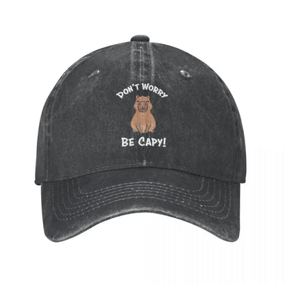Capybaras Unisex Style Baseball Cap Don't Worry Be Capy Distressed Denim Washed Hats Cap