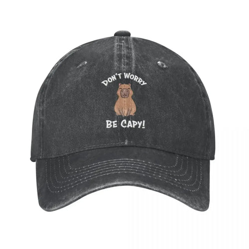 Capybaras Unisex Style Baseball Cap Don't Worry Be Capy Distressed Denim Washed Hats Cap