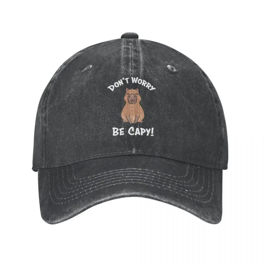 Capybaras Unisex Style Baseball Cap Don't Worry Be Capy Distressed Denim Washed Hats Cap