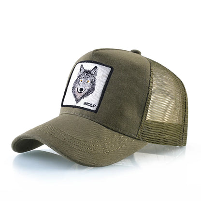 Four Seasons Baseball Cap Men Women With Embroidery Wolf Patch