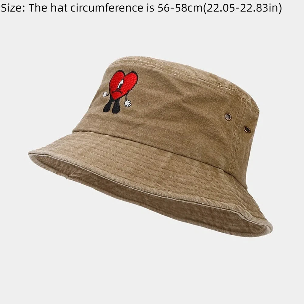 Trendy Bad Bunny Fisherman's Hat Foldable Wide Brim Men All-Match Bucket Hat