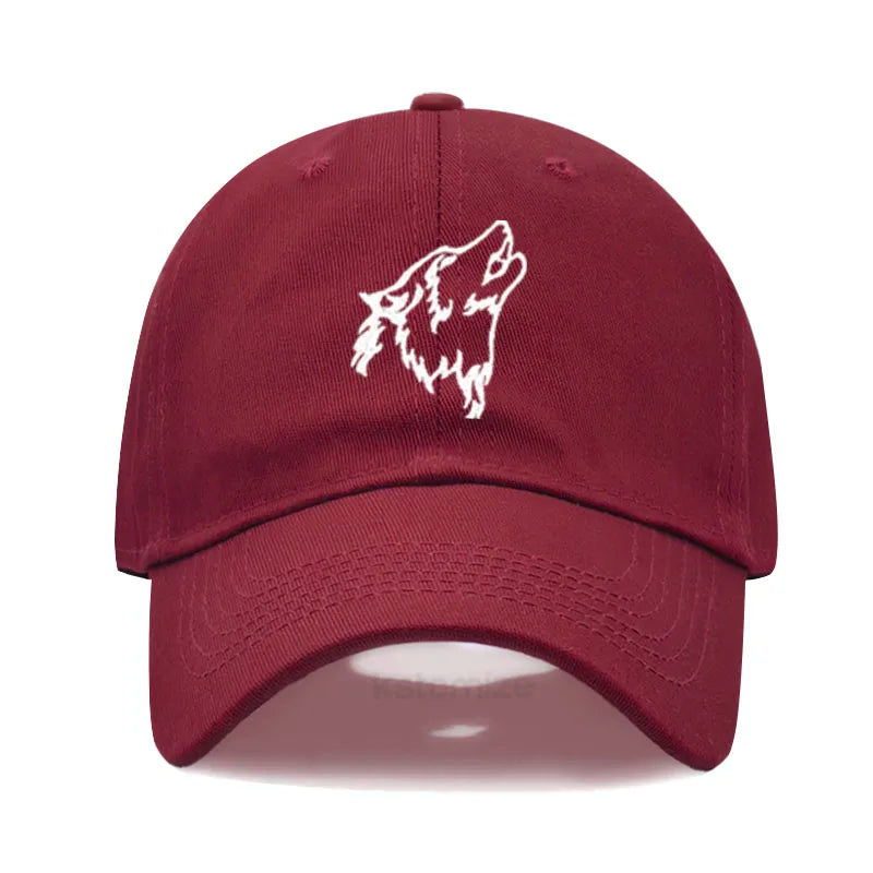 Wolf Embroidered Baseball Cap For Women Men