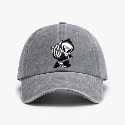 Skull Middle Finger Print Baseball Cap