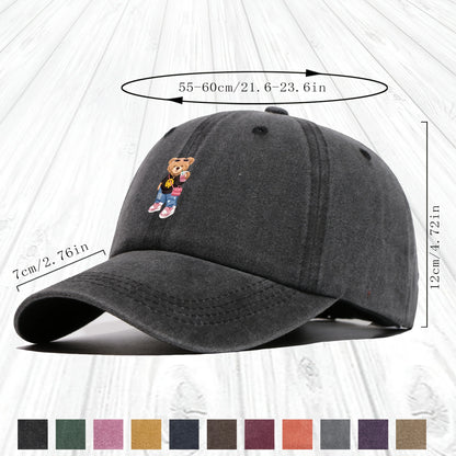 Cartoon Bear Print Cotton Baseball Hat