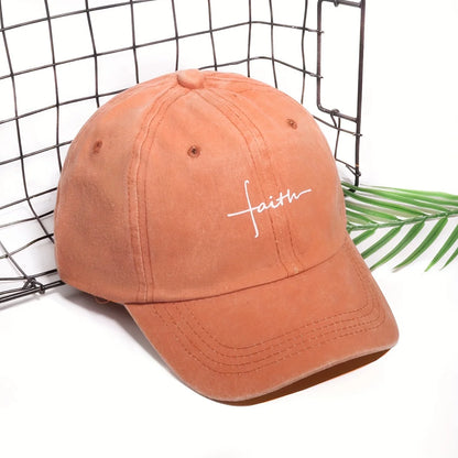 Faith Printed Retro Street Style Distressed Men Women Baseball Cap