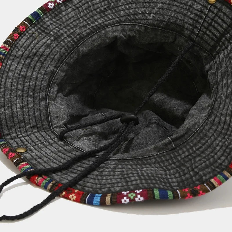 Cotton National Wind Solid Color Bucket Hat For Men And Women