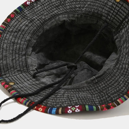 Cotton National Wind Solid Color Bucket Hat For Men And Women