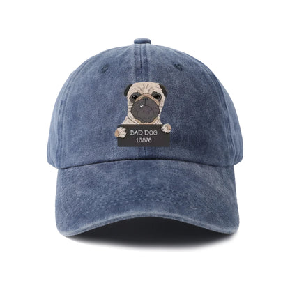 Bad Dog Pug Portrait Graphic Baseball Cap
