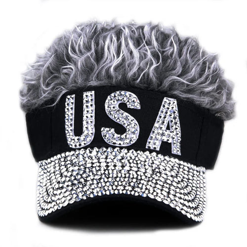 USA Wig Hat Baseball Cap Women Female Male Visors Sun Hat Cotton