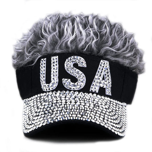 USA Wig Hat Baseball Cap Women Female Male Visors Sun Hat Cotton