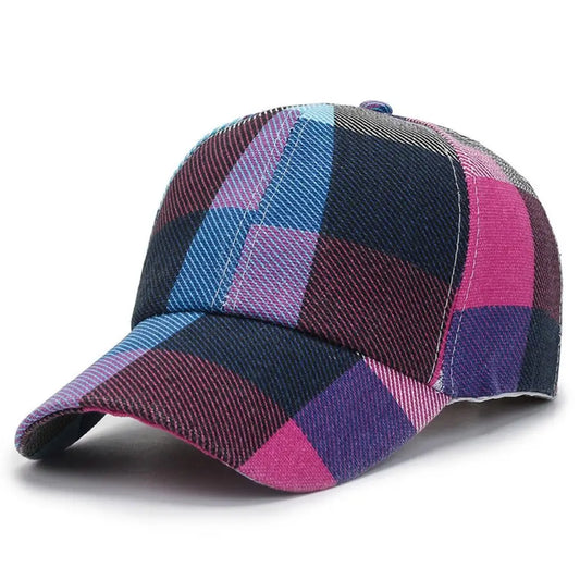 Outdoor Men Women Adjustable Plaid Caps Sunscreen Hats Baseball Hats