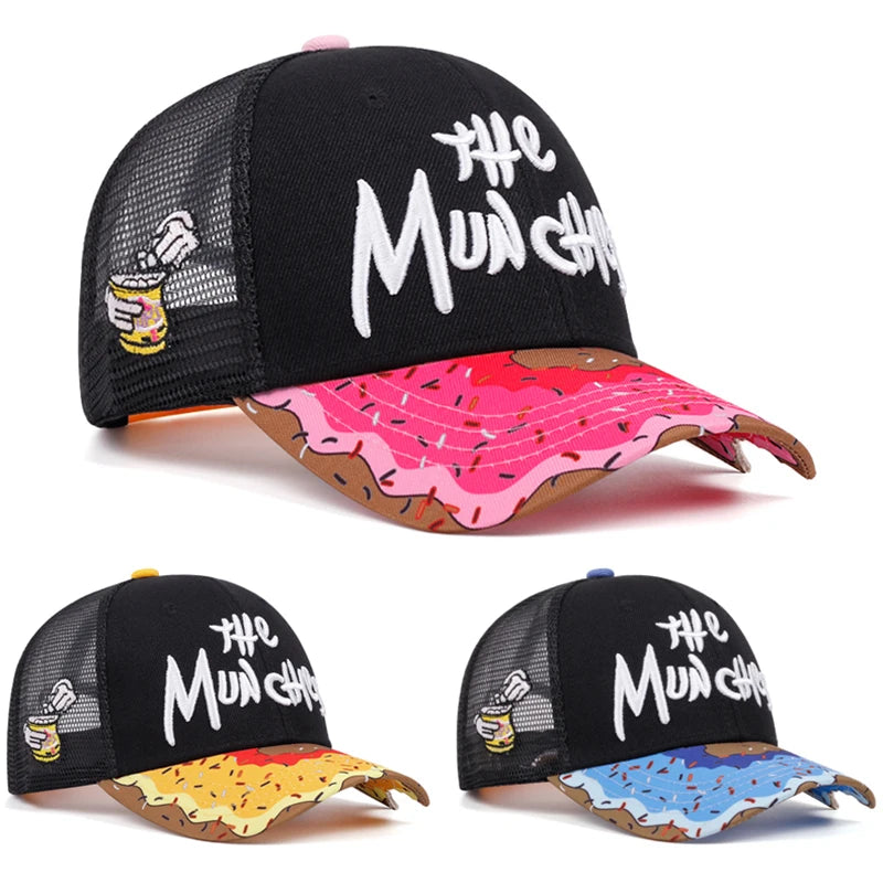 THE Donut Embroidered Breathable Cotton Mesh Hat Baseball Hat