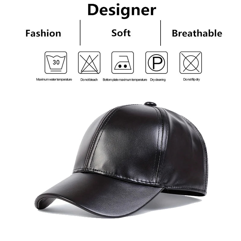 Children Pu Leather Solid Color Baseball Caps Spring Autumn