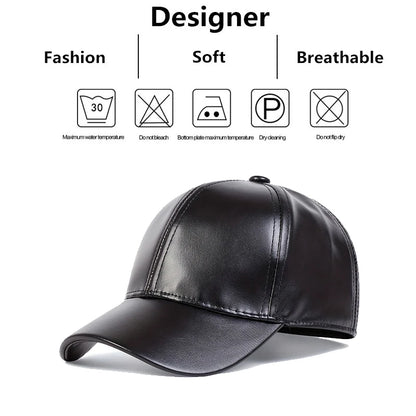 Children Pu Leather Solid Color Baseball Caps Spring Autumn