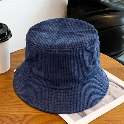 Outdoor Corduroy Bucket Hat Soft Plush Panama Hat Winter Warm Sun Cap Men Women