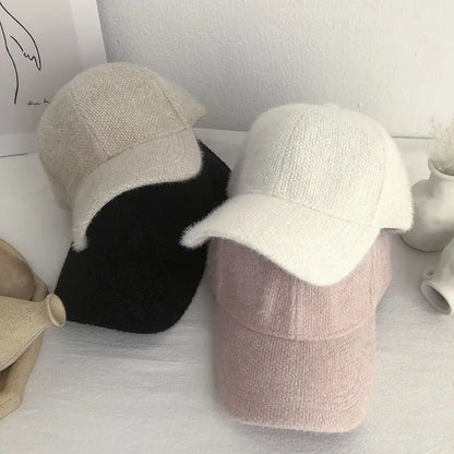 Warm Rabbit Fur Snapback Cap