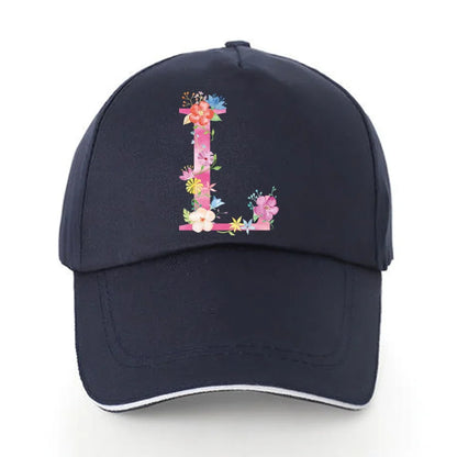 Men Baseball Cap Pure Cotton Adjustable Back Buckle Hat Pink Letter Print