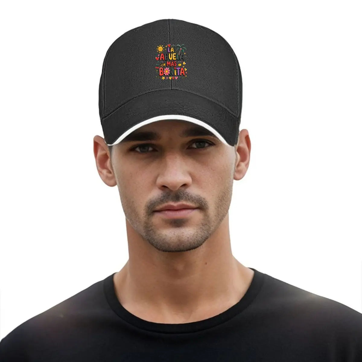 La Abuela Mas Bonita Spanish Grandma Floral Sun Hearts Sandwich Baseball Cap