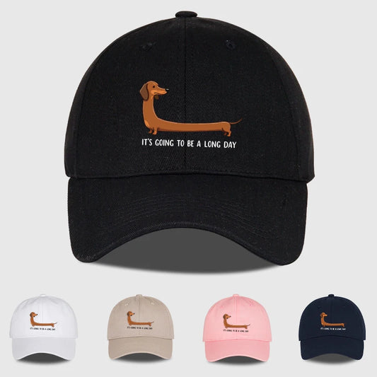 Fun Dachshund “Long Day” Printed Baseball Cap