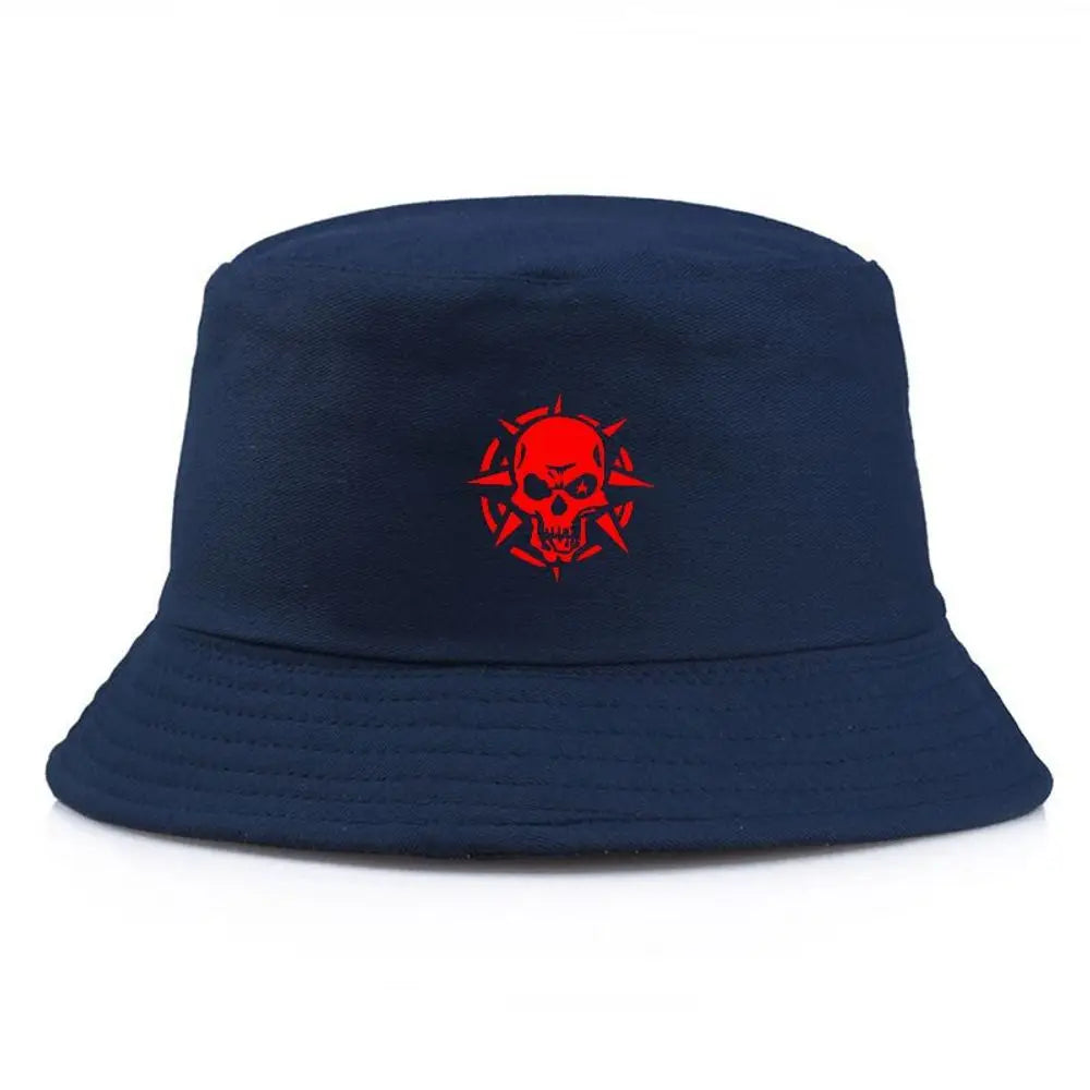 Black Bucket Hat Summer Fisherman Hat Fishing Hat With Red Skull Print