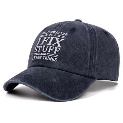 Ifix Stuff Letter Washed Embroidered Soft Top Baseball Cap