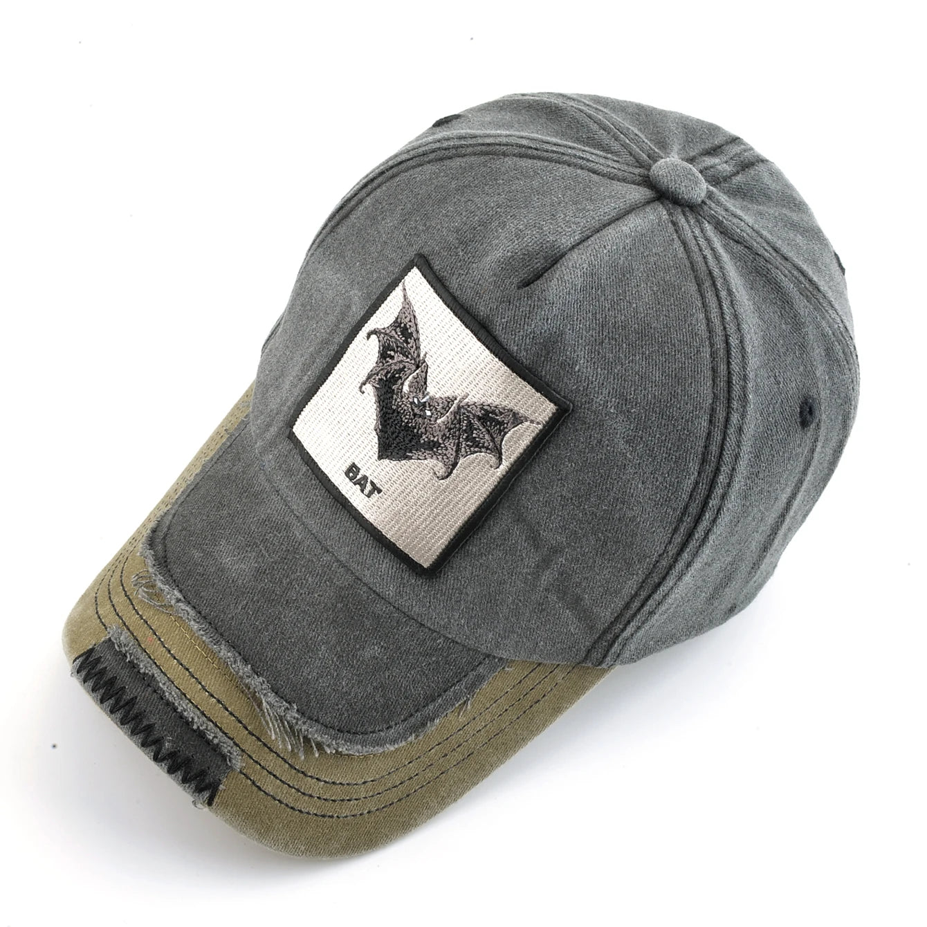 Vintage Denim Baseball Cap With Embroidery Bat Patch Men Dad Hats Women