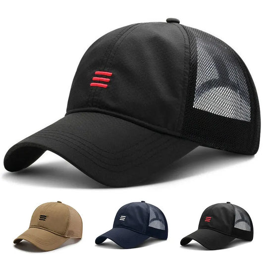 Three Horizontal Embroidered Quick Drying Baseball Caps