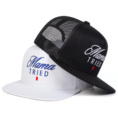 Unisex Mama TRIED Letter Embroidery Hip-Hop Net Hats Snapback Caps Baseball Caps Sunscreen Hat