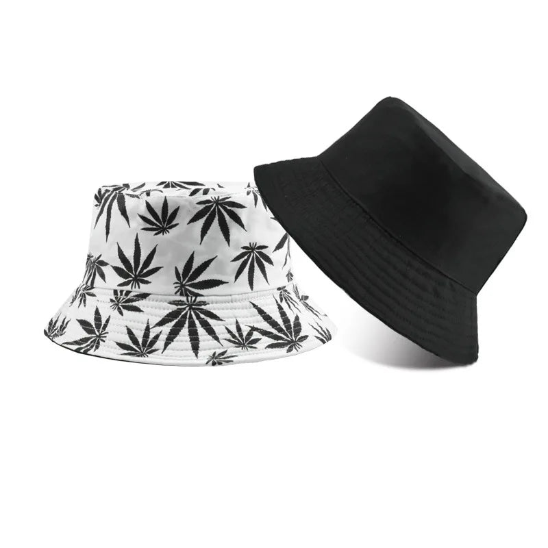 Retro Style Fashionable Printed Maple Leaf Fisherman Hat Bucket Hat