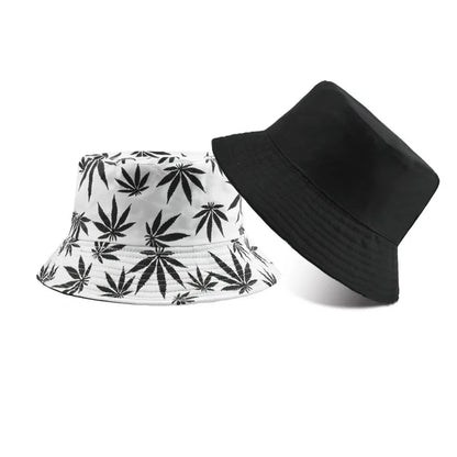 Retro Style Fashionable Printed Maple Leaf Fisherman Hat Bucket Hat
