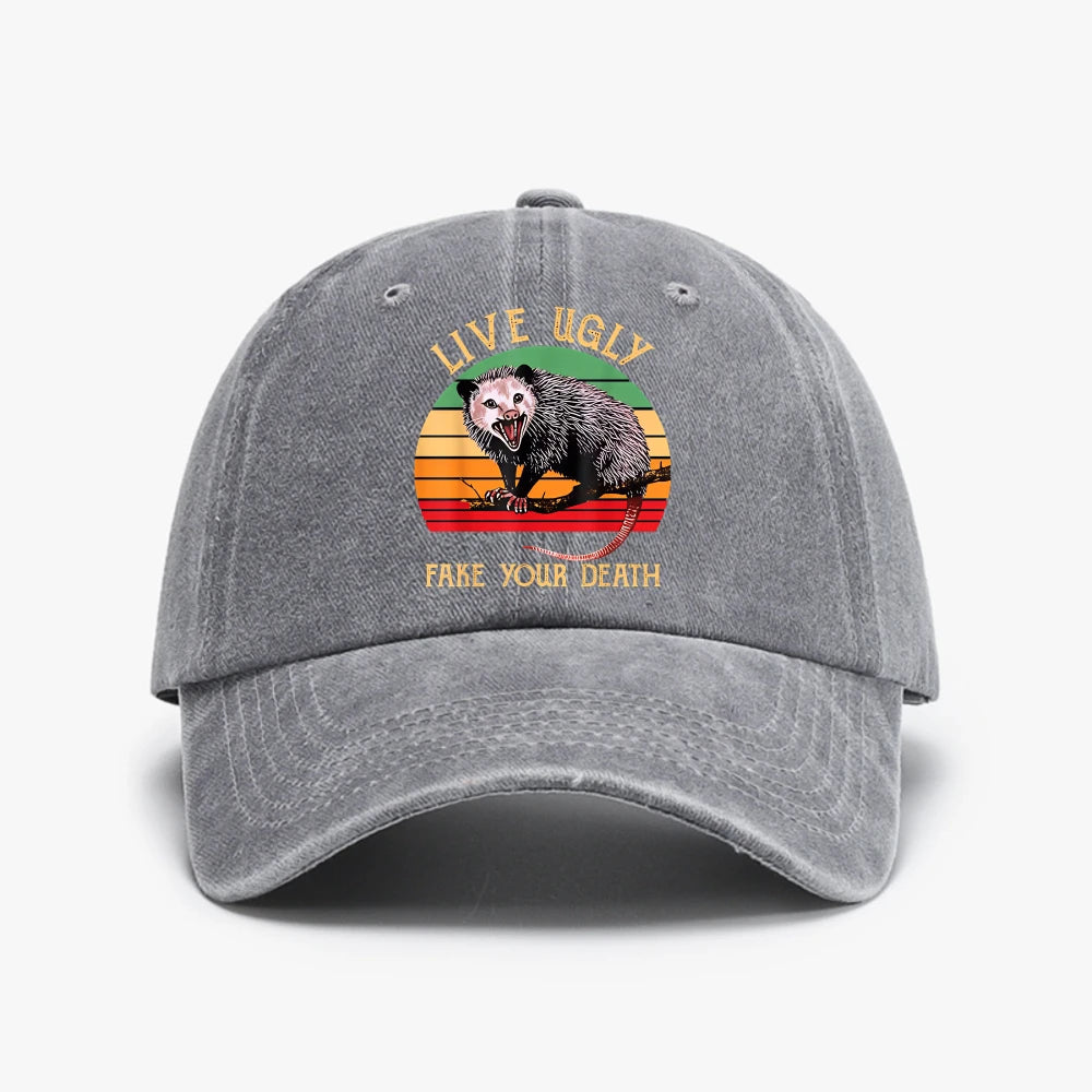 Live Ugly Fake Your Death Possum Kawaii Baseball Cap
