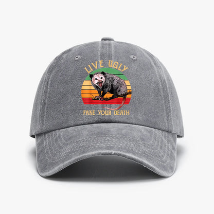 Live Ugly Fake Your Death Possum Kawaii Baseball Cap